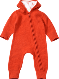 Overall aus Wollwalk mit Mitwachsfunktion & Drachen-Muster, orange, Gr. 62/68, 1 St