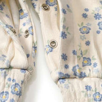 Overall mit Blüten-Muster & Ripp-Jersey, beige & blau, Gr. 62, 1 St