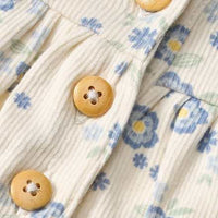 Overall mit Blüten-Muster & Ripp-Jersey, beige & blau, Gr. 68, 1 St