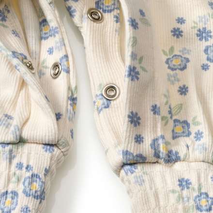 Overall mit Blüten-Muster & Ripp-Jersey, beige & blau, Gr. 68, 1 St