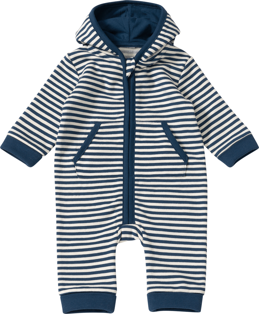 ALANA Overall mit Kapuze & Ringel-Muster, blau & weiß, Gr. 74, 1 St