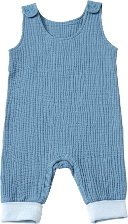 Overall mit Mitwachsfunktion aus Musselin, blau, Gr. 62, 1 St