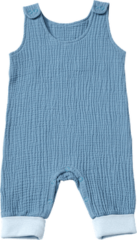 Overall mit Mitwachsfunktion aus Musselin, blau, Gr. 62, 1 St