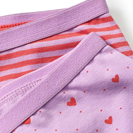 Pantys mit Herz-Muster & Streifen, lila + rot, Gr. 110/116, 2 St