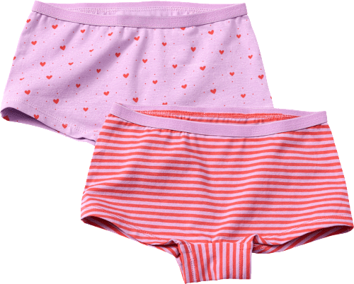 Pantys mit Herz-Muster & Streifen, lila + rot, Gr. 110/116, 2 St