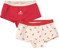 Pantys mit Kirschen-Muster, rot + weiß, Gr. 110/116, 2 St