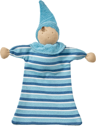Püppchen mit Kleid und Ringel-Muster, blau, 1 St