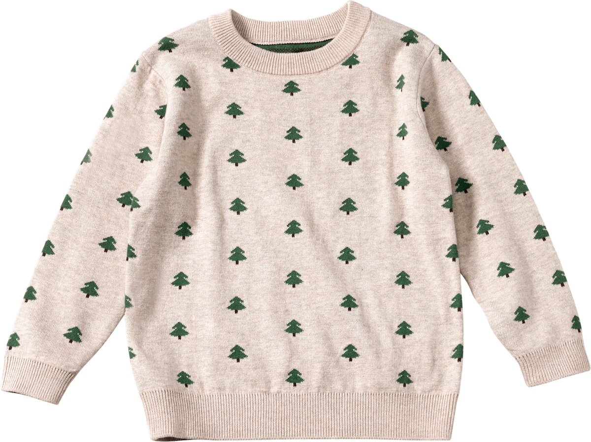 ALANA Pullover aus Jacquard-Strick mit Tannen-Muster, beige, Gr. 128, 1 St