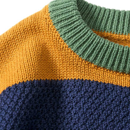 Pullover aus Strick mit Blockringel-Muster, braun & grün & blau, Gr. 104, 1 St