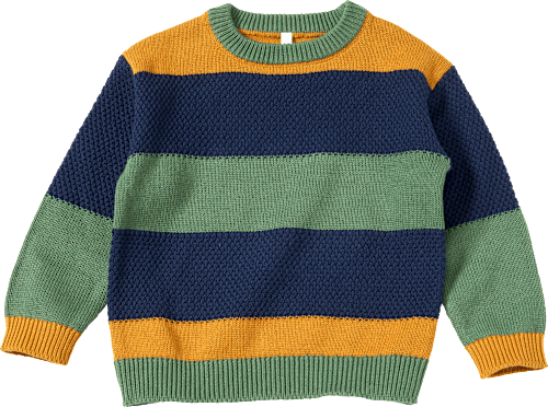 Pullover aus Strick mit Blockringel-Muster, braun & grün & blau, Gr. 104, 1 St