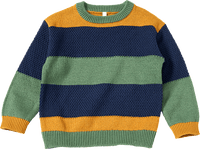 Pullover aus Strick mit Blockringel-Muster, braun & grün & blau, Gr. 104, 1 St