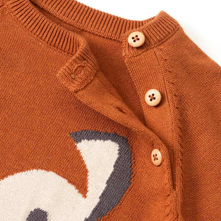 Gebreide trui met vossenmotief, bruin, maat 86, 1 stuk