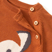 Gebreide trui met vossenmotief, bruin, maat 86, 1 stuk