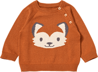 Gebreide trui met vossenmotief, bruin, maat 86, 1 stuk