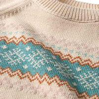 Pullover aus Strick mit Norweger-Muster, beige & blau, Gr. 128, 1 St