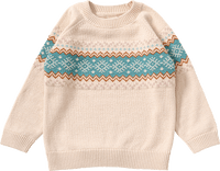 Pullover aus Strick mit Norweger-Muster, beige & blau, Gr. 128, 1 St