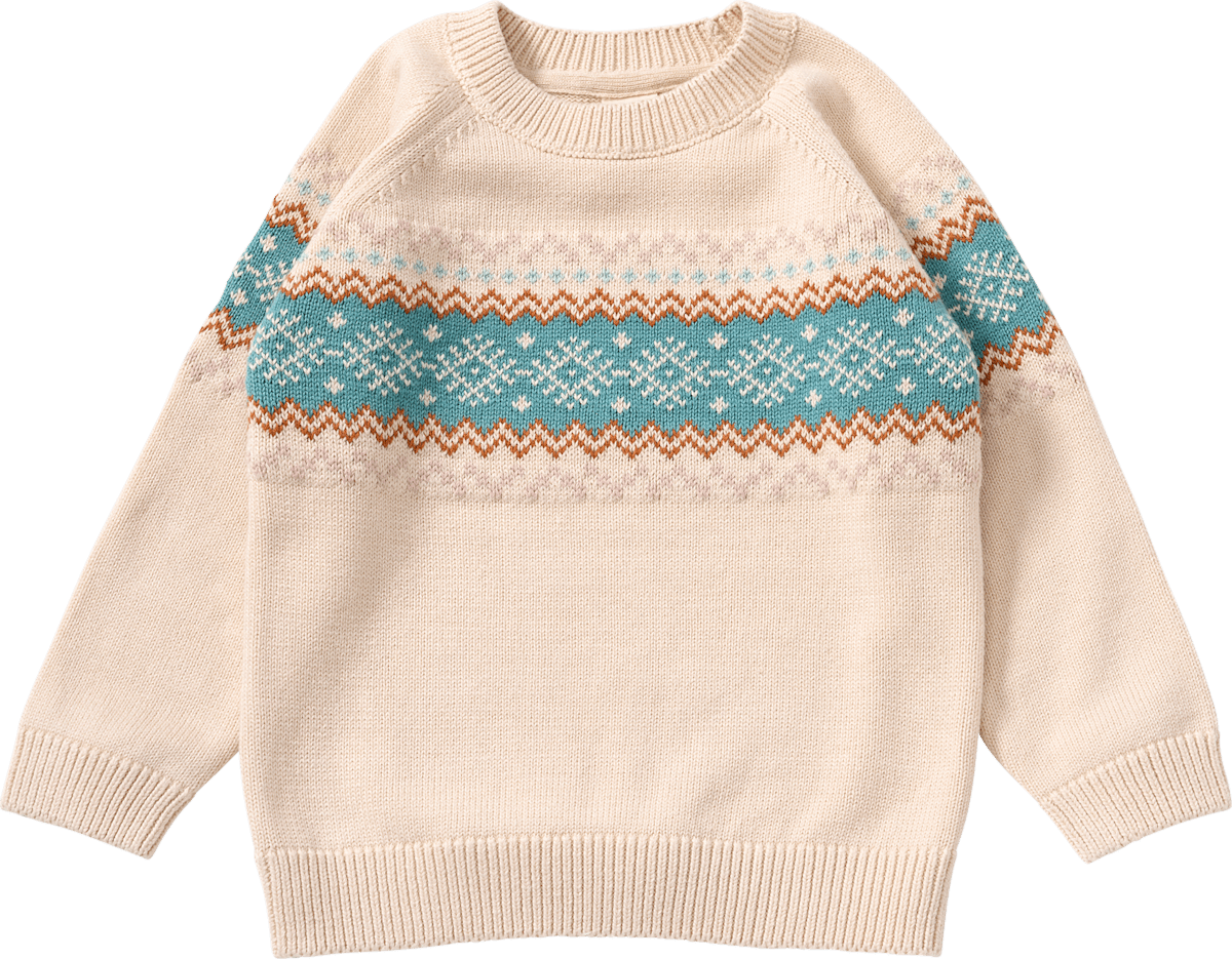 ALANA Pullover aus Strick mit Norweger-Muster, beige & blau, Gr. 98, 1 St