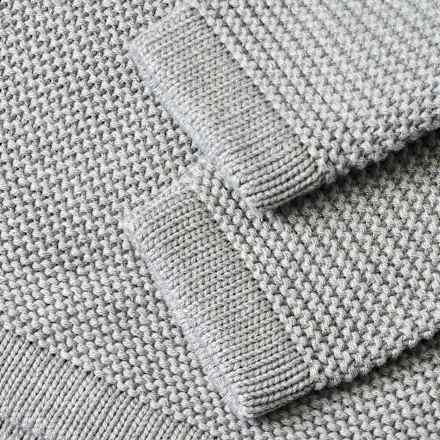 Gebreide trui met raglanmouwen, grijs, maat 128, 1 stuk