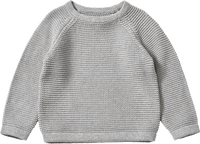 Gebreide trui met raglanmouwen, grijs, maat 128, 1 stuk