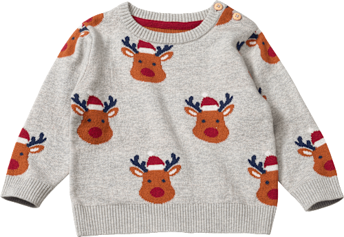 Pullover aus Strick mit Rentier-Muster, grau, Gr. 86, 1 St