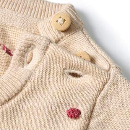 Pullover mit Noppen-Muster & Holzknöpfen, beige, Gr. 68, 1 St