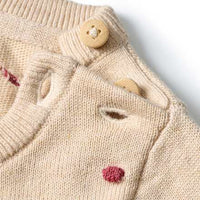 Pullover mit Noppen-Muster & Holzknöpfen, beige, Gr. 68, 1 St