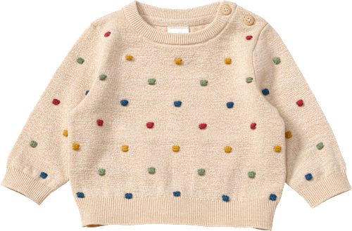 Pullover mit Noppen-Muster & Holzknöpfen, beige, Gr. 68, 1 St