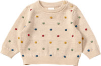 Pullover mit Noppen-Muster & Holzknöpfen, beige, Gr. 68, 1 St
