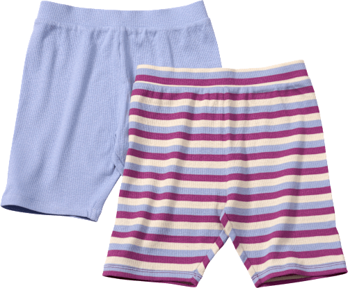 Radlerhosen mit Ringel-Muster & Ripp-Struktur, lila + rosa, Gr. 116, 2 St