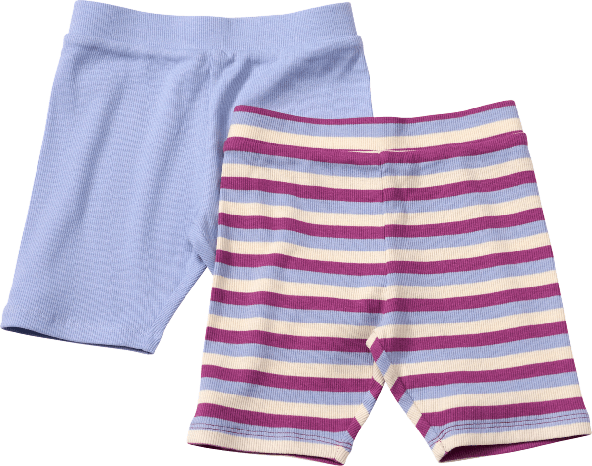 ALANA Radlerhosen mit Ringel-Muster & Ripp-Struktur, lila + rosa, Gr. 98, 2 St
