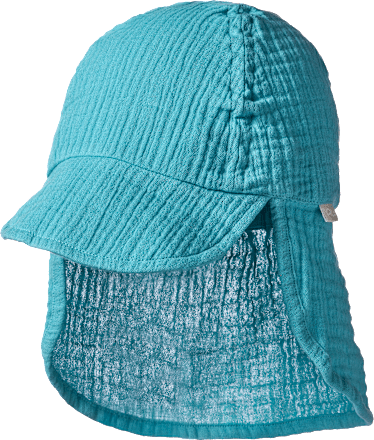 Schirmmütze aus Musselin mit Nackenschutz, blau, Gr. 52/53, 1 St
