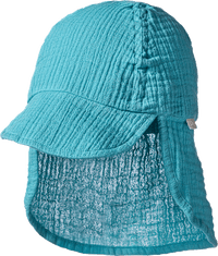 Schirmmütze aus Musselin mit Nackenschutz, blau, Gr. 52/53, 1 St