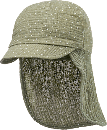Schirmmütze aus Musselin mit Nackenschutz, grün, Gr. 50/51, 1 St