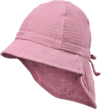 Schirmmütze aus Musselin mit Nackenschutz, rosa, Gr. 50/51, 1 St