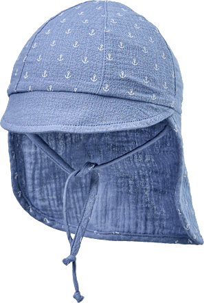Schirmmütze mit Nackenschutz aus Musselin, blau, Gr. 48/49, 1 St