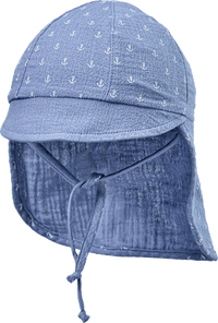 Schirmmütze mit Nackenschutz aus Musselin, blau, Gr. 48/49, 1 St