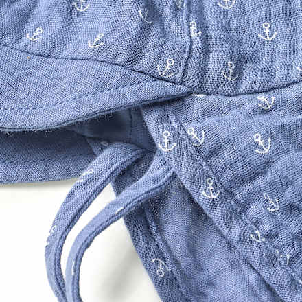 Schirmmütze mit Nackenschutz aus Musselin, blau, Gr. 48/49, 1 St