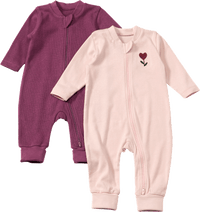 Schlafanzüge mit Herz-Motiv, pink + lila, Gr. 74/80, 2 St