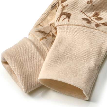 Wollen pyjama met meegroeifunctie en bosdierenpatroon, maat 74/80, 1 stuk