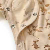 Wollen pyjama met meegroeifunctie en bosdierenpatroon, maat 74/80, 1 stuk