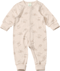 Schlafanzug aus Wolle mit Schaf-Muster, beige, Gr. 50/56, 1 St