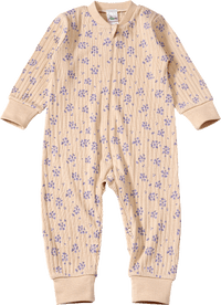 Pyjama met opengewerkte structuur en bloemenpatroon, beige, maat 86/92, 1 stuk