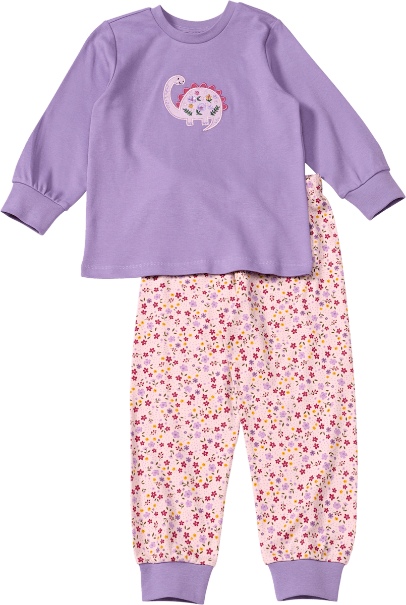 ALANA Schlafanzug mit Blumen-Muster & Dino-Motiv, lila, Gr. 86/92, 1 St