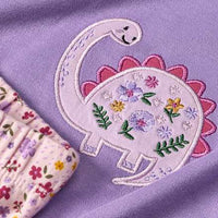 Schlafanzug mit Blumen-Muster & Dino-Motiv, lila, Gr. 98/104, 1 St