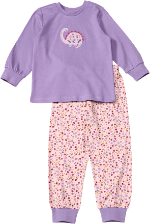 Schlafanzug mit Blumen-Muster & Dino-Motiv, lila, Gr. 98/104, 1 St