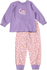 Schlafanzug mit Blumen-Muster & Dino-Motiv, lila, Gr. 98/104, 1 St