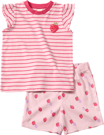 Schlafanzug mit Erdbeer-Muster, rosa, Gr. 122/128, 1 St