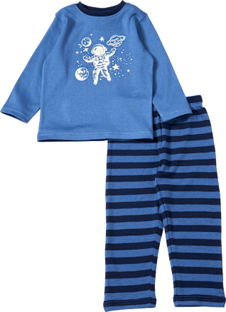 Pyjama met glow-in-the-dark astronautmotief, blauw, maat 104, 1 stuk