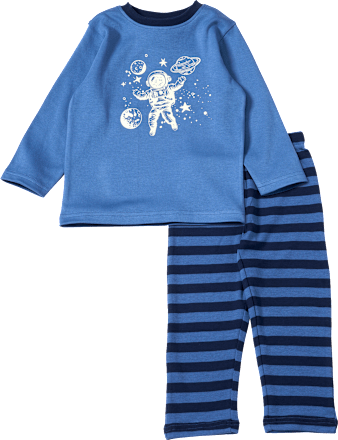 Schlafanzug mit Glow-in-the-Dark Astronauten-Motiv, blau, Gr. 98, 1 St