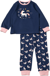 Pyjama met glow-in-the-dark eenhoornmotief, blauw, maat 104, 1 stuk